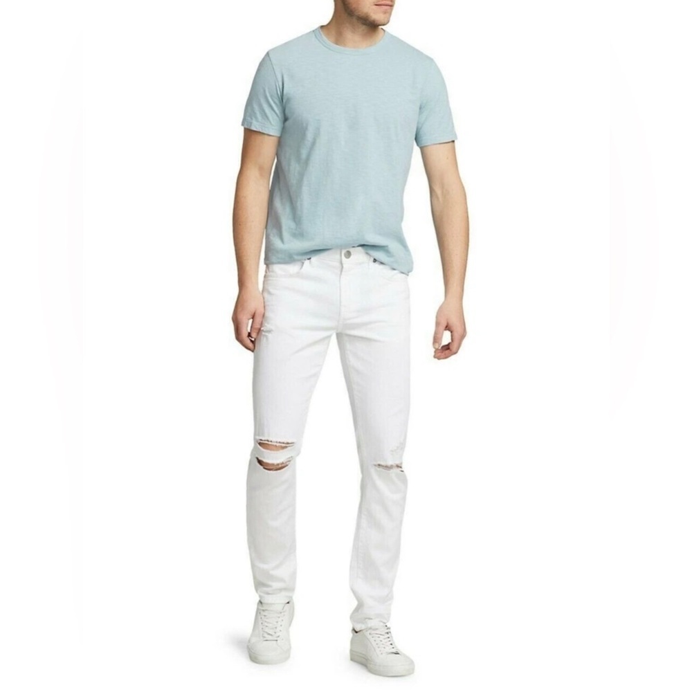 J BRAND TYLER TAPER FIT WHITE DISTRESSED SLIM FIT JEANS SIZE 29 32” $248 rigid